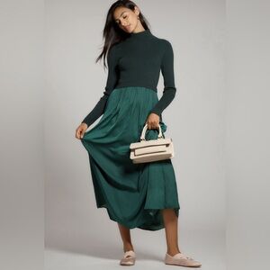 NWT! Anthropologie Deep Pine The Thea Long-Sleeve Twofer Maxi Dress - Size XS 💎